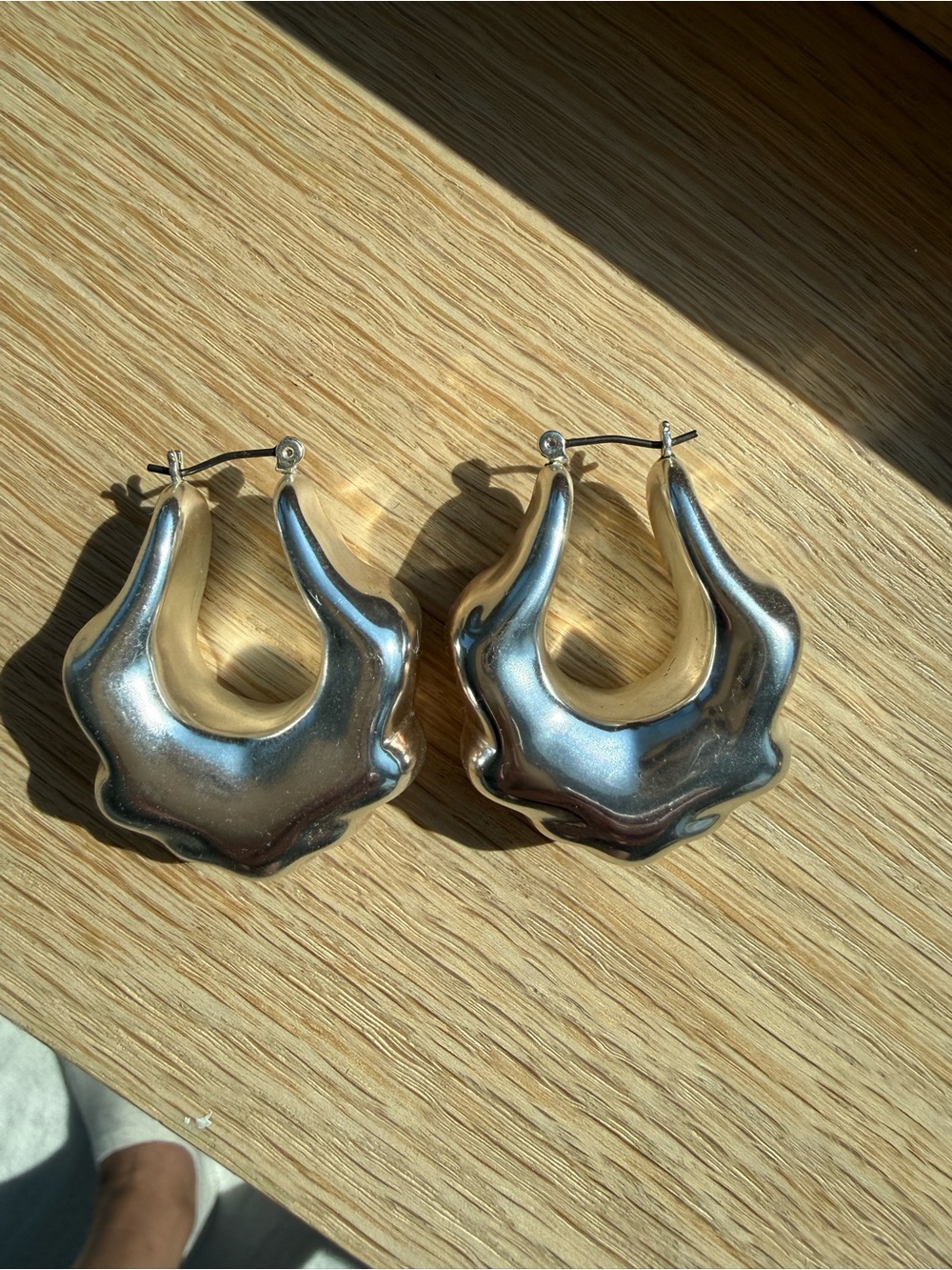 J. Crew Sculpted Silver Wave Hoop Earrings